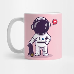 Cute Astronaut Playing Skateboard Cartoon Mug